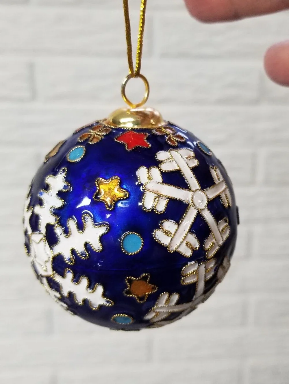 Cobalt Blue Cloisonne Snowflake Ornament Bulb
